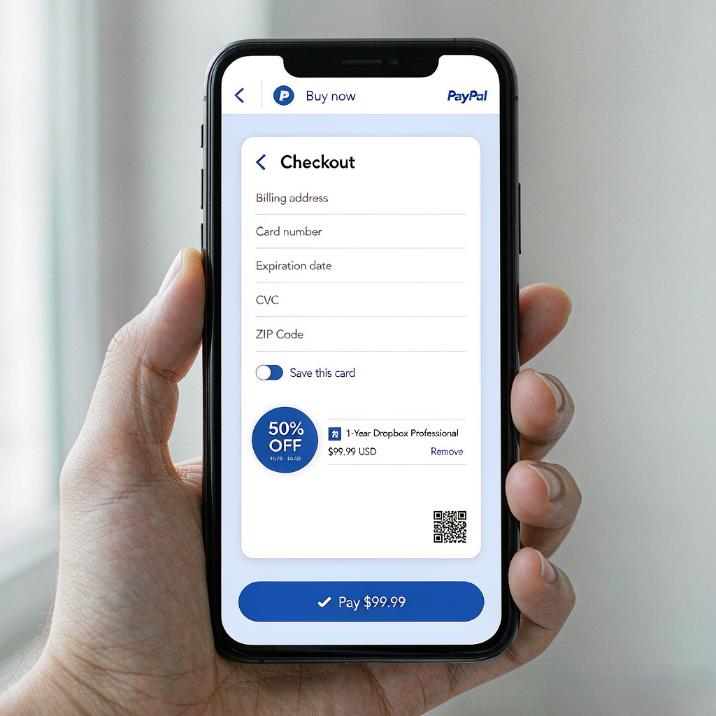 客户 PayPal 5 折付款